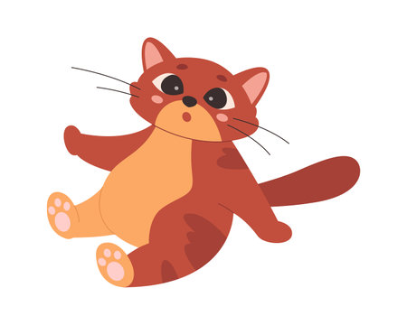 Cute red cat flat icon Funny domestic animalのイラスト素材