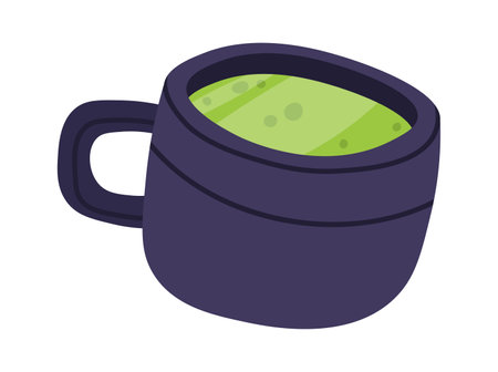 Hat matcha coffee flat icon beverage with green powderのイラスト素材