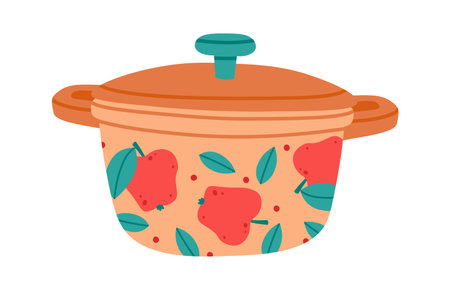 Stainless cooking pot flat icon Kitchen utensilのイラスト素材