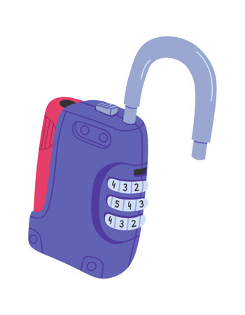 Stainless steel combination lock flat icon House protectionのイラスト素材