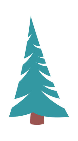 Evergreen ceder tree flat icon Winter weather Landscapeのイラスト素材