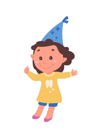 Cute cartoon tooth fairy flat icon Dentistryのイラスト素材