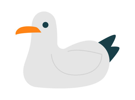 Seabird flat icon Cute cartoon seagull birdのイラスト素材