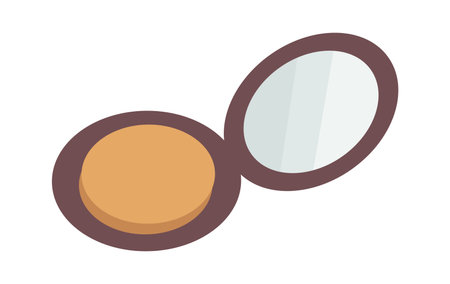 Blush with compact mirror flat iconのイラスト素材