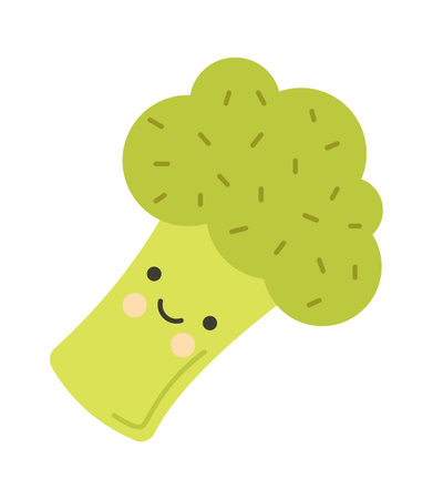 Cute soft broccoli puppet flat icon Handmade toysのイラスト素材