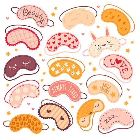 Sleeping mask flat icons setのイラスト素材