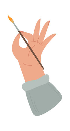 Hand holding painting brush flat iconのイラスト素材