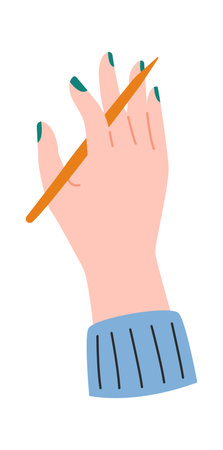 Hand with pencil flat iconのイラスト素材