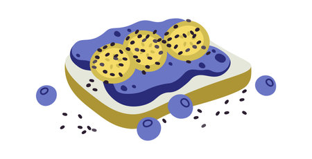 Tasty healty chia sandwich flat iconのイラスト素材