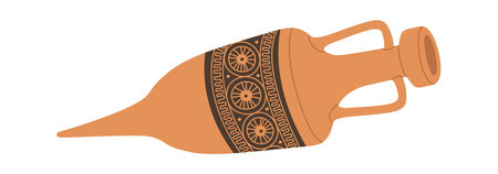Ancient greece brown amphora flat icon Broken old potteryのイラスト素材