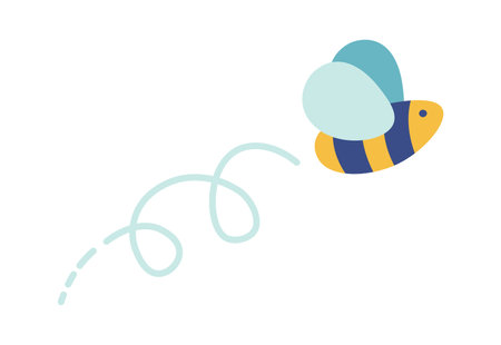 Small bee flat icon Fluffy insectのイラスト素材
