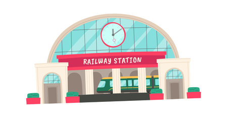 Railway station building flat iconのイラスト素材
