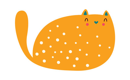 Cartoon hand drawn abstract cat flat iconのイラスト素材