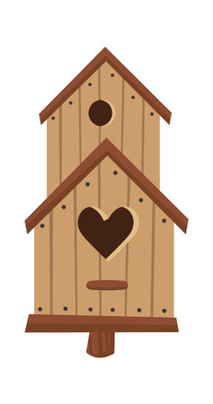 Vintage wooden birdhouse flat icon Feeder for birdsのイラスト素材