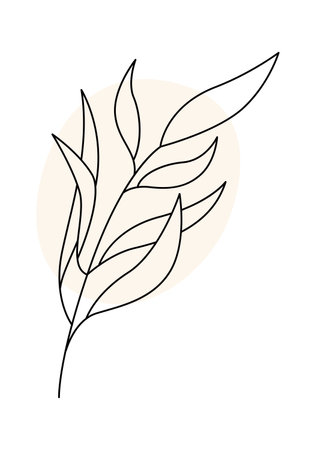 Leaves and flowers line art Contemporary floral designのイラスト素材