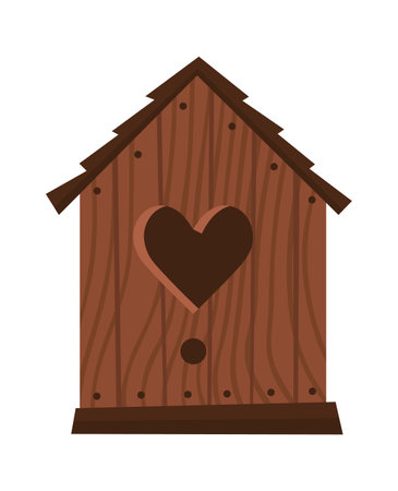 Vintage wooden birdhouse flat icon Feeder for birdsのイラスト素材