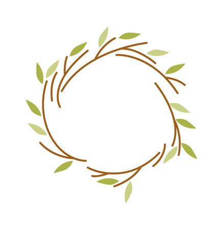 Wreath of tree twigs flat iconのイラスト素材