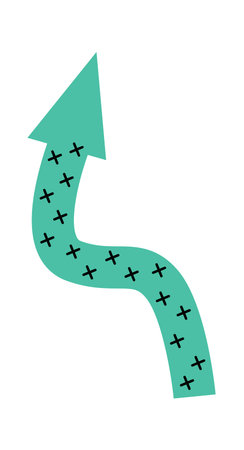 Cartoon arrow flat icon Curly colorful line