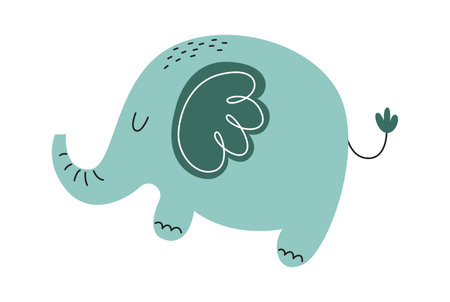 Elephant hand drawn abstract african animal flat iconのイラスト素材