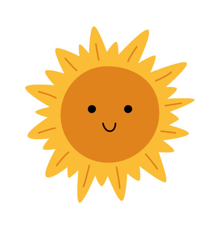 Cute cartoon sleeping sun flat icon Solar system Astrologyのイラスト素材