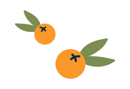 Sea-buckthorn with leaf decor element flat iconのイラスト素材