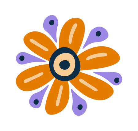 Hand drawn abstract flower flat iconのイラスト素材
