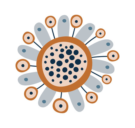 Hand drawn abstract flower circle flat iconのイラスト素材