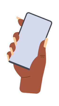 Hand with manicure holding phone flat iconのイラスト素材