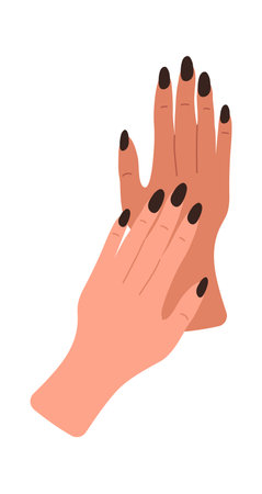 Showing hand and fingers with manicure flat iconのイラスト素材