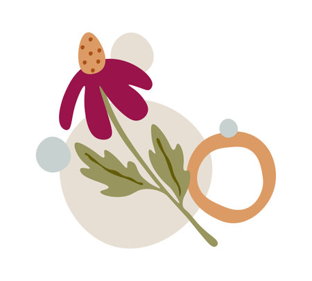 Hand drawn color spots with flower decor element flat iconのイラスト素材