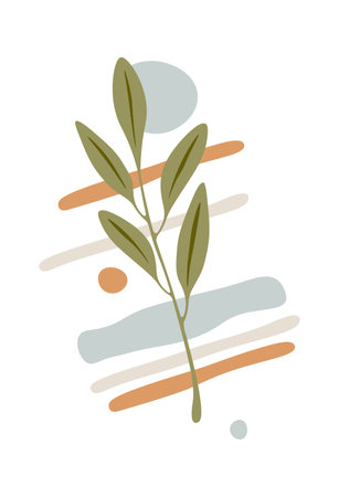 Hand drawn color spots with flower decor element flat iconのイラスト素材