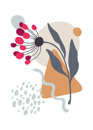 Hand drawn color spots with flower decor element flat iconのイラスト素材
