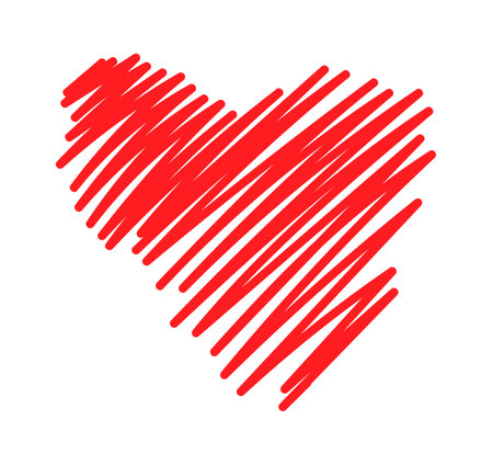 Hand drawn contemporary sketch heart with patterns flat iconのイラスト素材