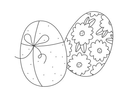 Easter eggs line art Contemporary designのイラスト素材
