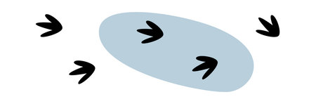 Hand drawn dinosaur footprint with spot background flat icon