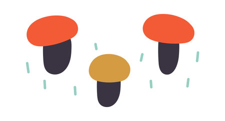 Hand drawn mushroom doodle element flat iconのイラスト素材