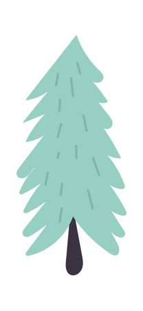 Hand drawn forest doodle element flat icon Cute treesのイラスト素材