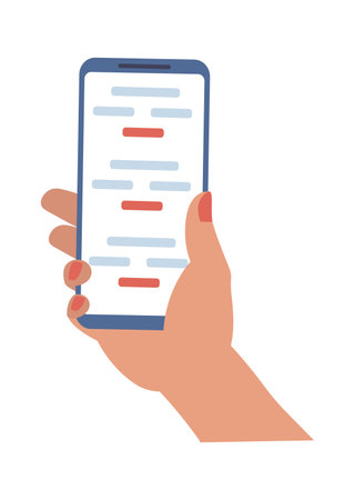 Hand hold smartphone with online pharmacy page flat iconのイラスト素材