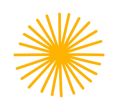 Hand drawn sun with rays flat iconのイラスト素材