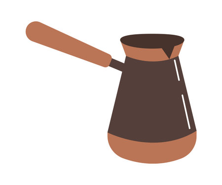 Turkish steel kettle for coffee preparation flat iconのイラスト素材