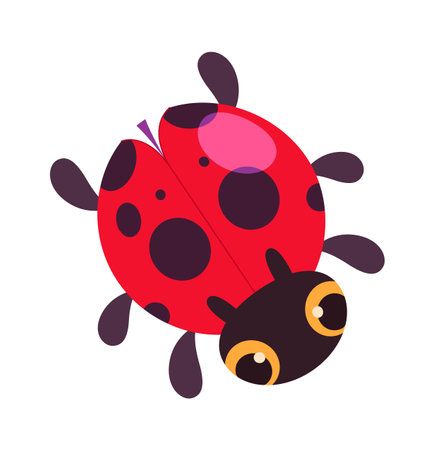 Cute cartoon ladybug beetle flat iconのイラスト素材