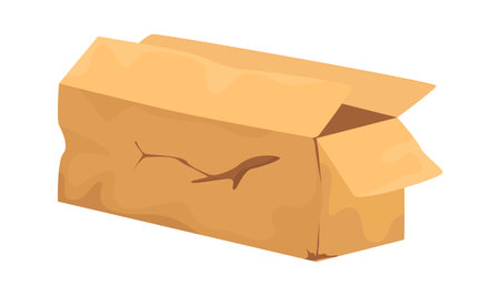 Damaged and broken cardboard box flat icon Paper packaging for parcelのイラスト素材