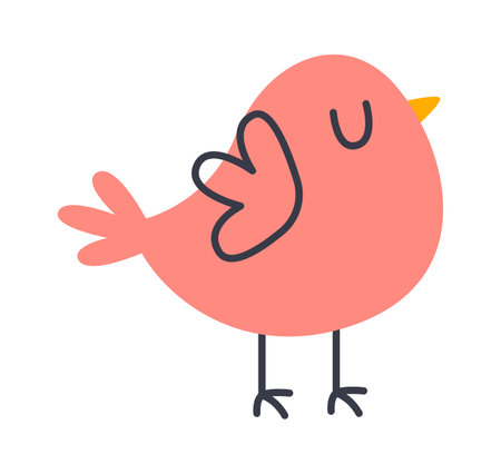 Cute hand drawn bird flat icon Spring seasonのイラスト素材