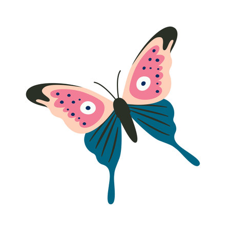 Butterfly with abstract floral pattern flat iconのイラスト素材