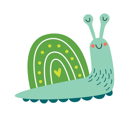 Childish colorful cartoon snail flat iconのイラスト素材