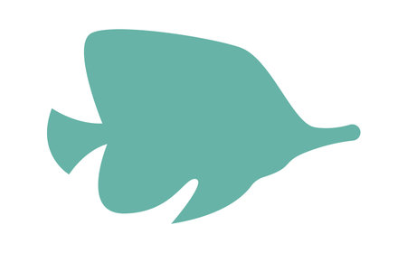 Flounder fish shape flat icon Marine animal silhouetteのイラスト素材