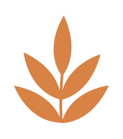 Floral abstraction design flat icon Brown hand drawn leafのイラスト素材