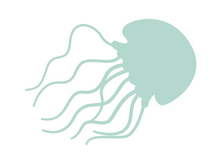 Marine animal silhouette flat icon Jellyfishのイラスト素材