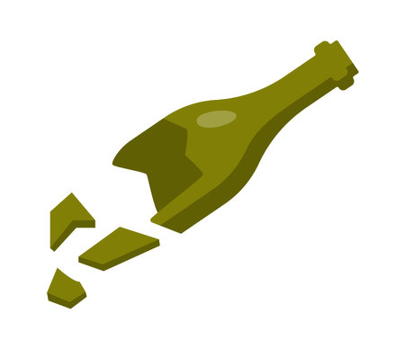 Broken glass bottle flat icon Trash sorting and utilizationのイラスト素材