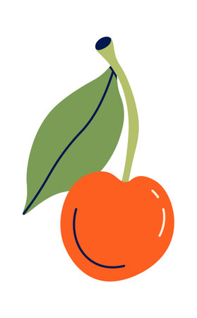 Sweet cherry berries flat icon Sakura plantのイラスト素材